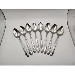 8 Wesley Forge WLF2 Place Oval Soup Spoon Stainless Steel Floral Art Deco 7 1/8"